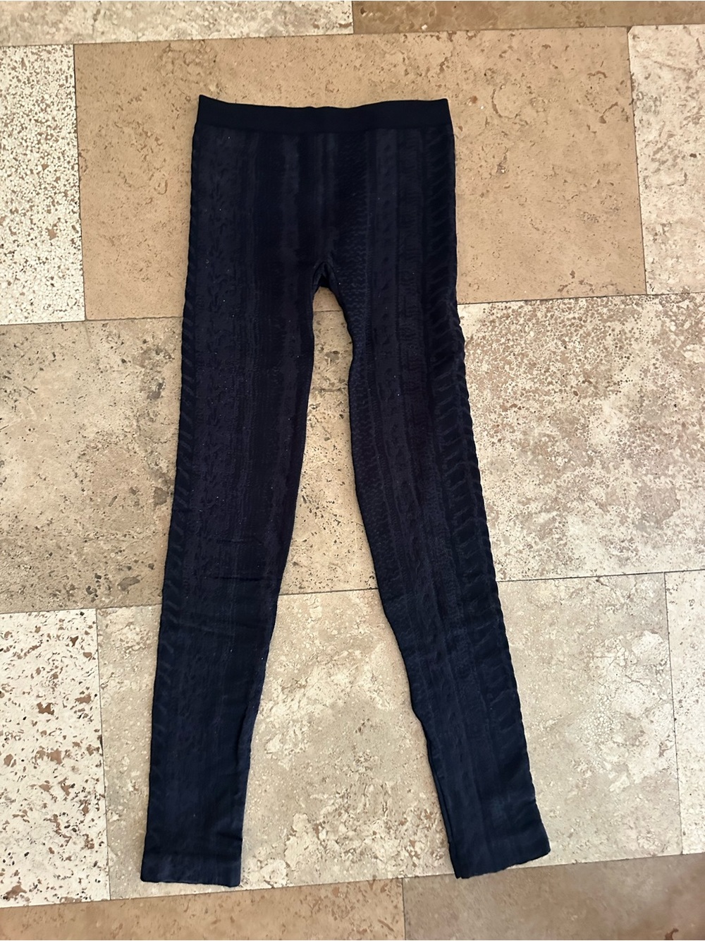 Guess by Marciano Black Textured Cable-Knit Leggings